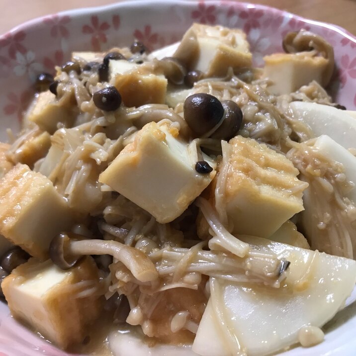 かぶと厚揚げの甘〜い味噌炒め（七味で甘辛OK）